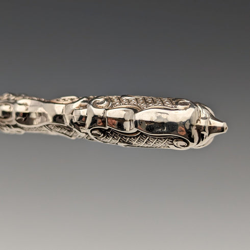 約 1860 年英國古董純銀手柄甜點餐具一對